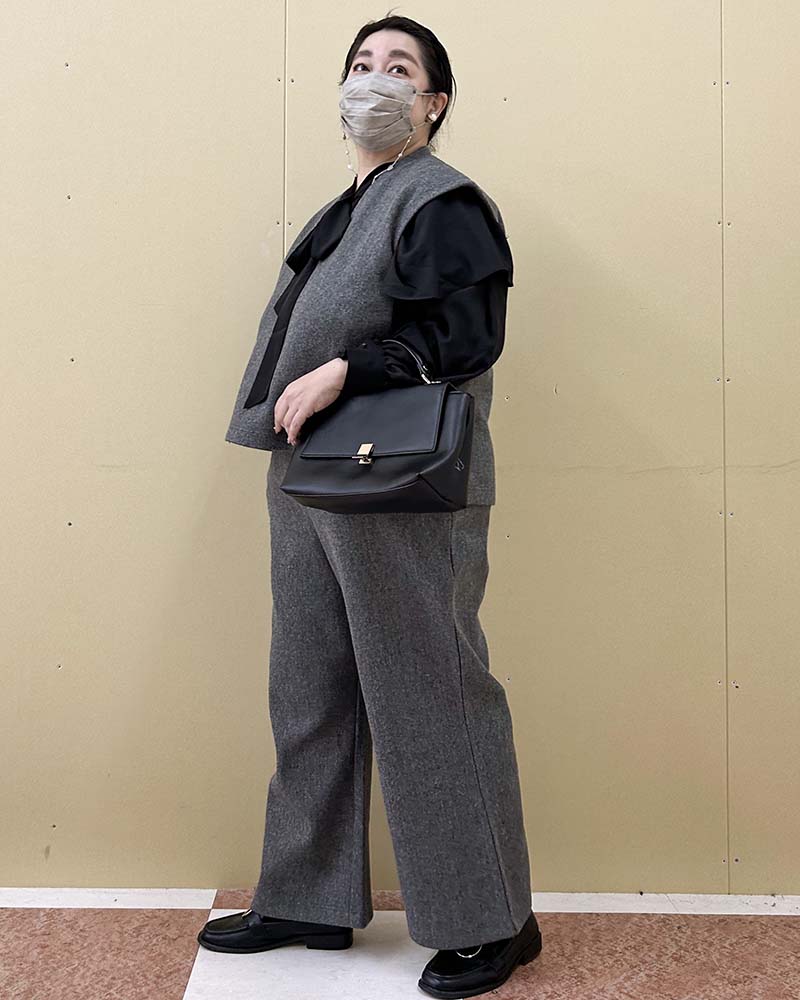 【otostyle】《即納》ニットメルトンVネックベスト（ブラックのみ）