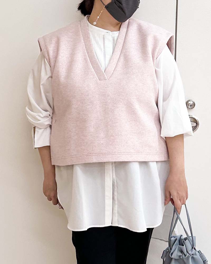 【otostyle】《即納》ニットメルトンVネックベスト（ブラックのみ）