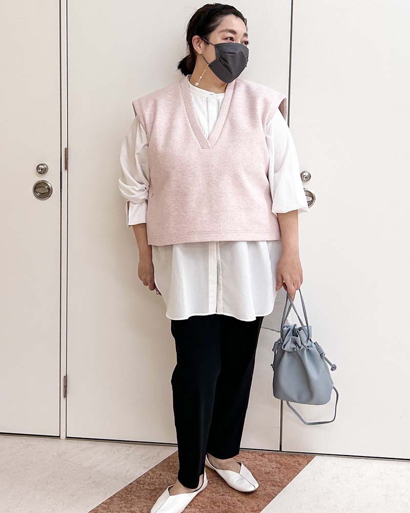 【otostyle】《即納》ニットメルトンVネックベスト（ブラックのみ）