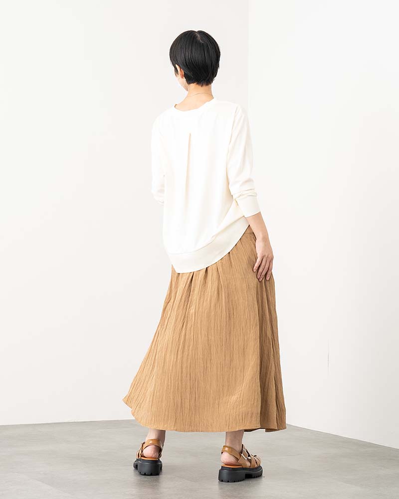 ワッシャープリーツギャザー切り替えスカート