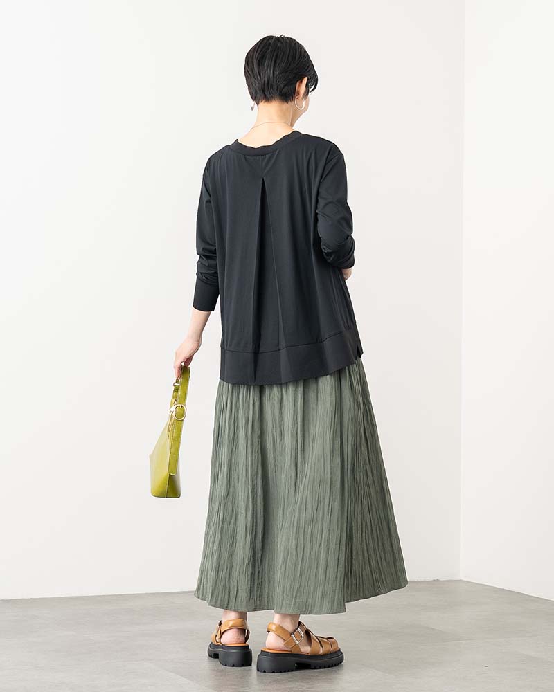 ワッシャープリーツギャザー切り替えスカート