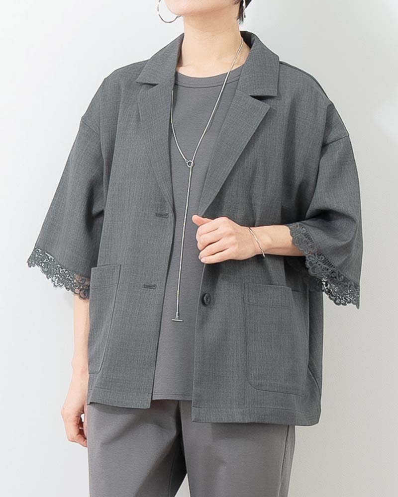 袖レーストリムテーラードジャケット