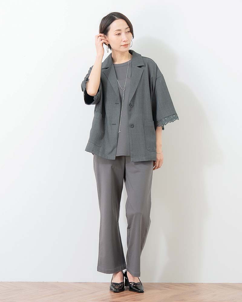 袖レーストリムテーラードジャケット