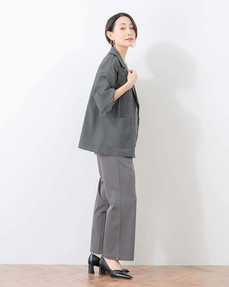 袖レーストリムテーラードジャケット