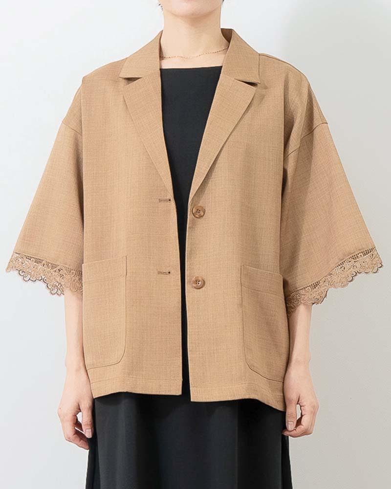 袖レーストリムテーラードジャケット