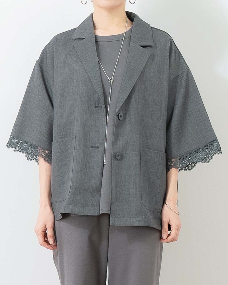 袖レーストリムテーラードジャケット