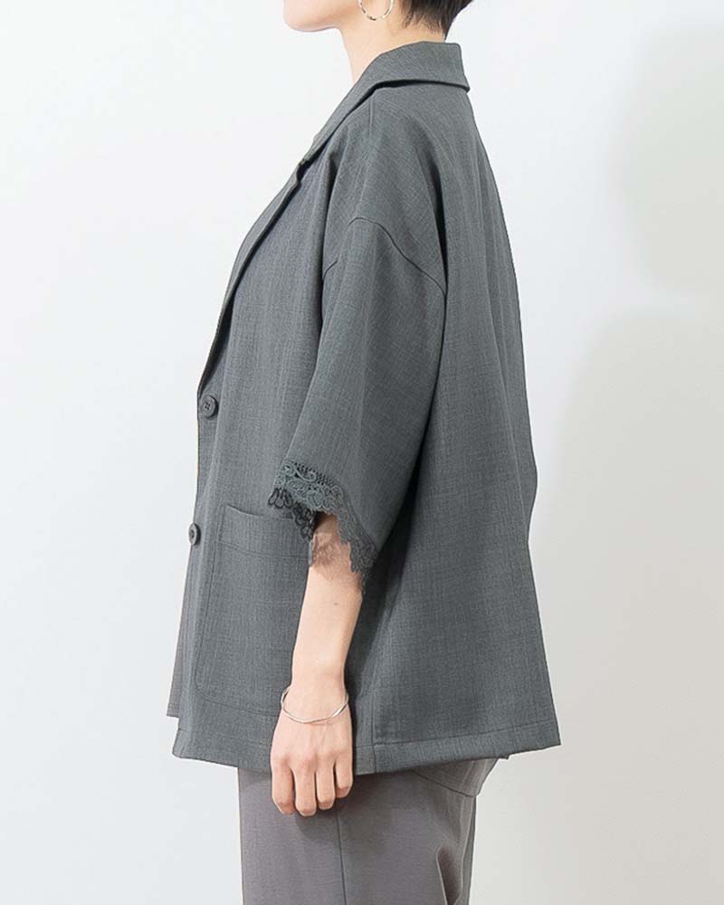 袖レーストリムテーラードジャケット