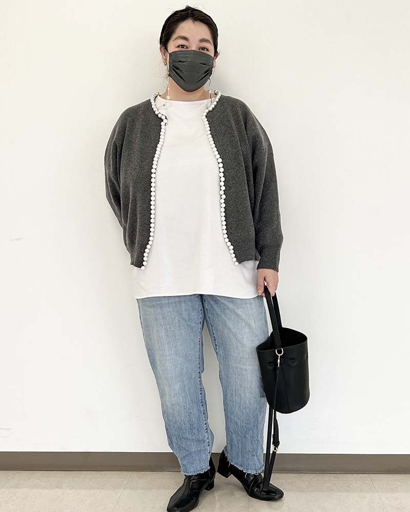 【otostyle】《予約商品》パール付きボリュームカーディガン