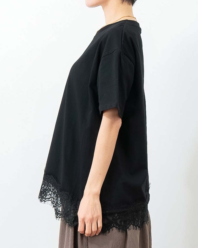 裾レーストリムアシンメトリーTシャツ | TOPS | 元町ゼラール公式通販