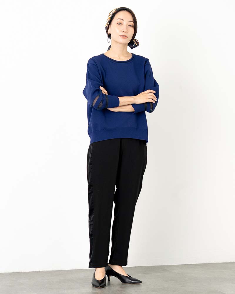 サイドライン切り替えテーパードパンツ