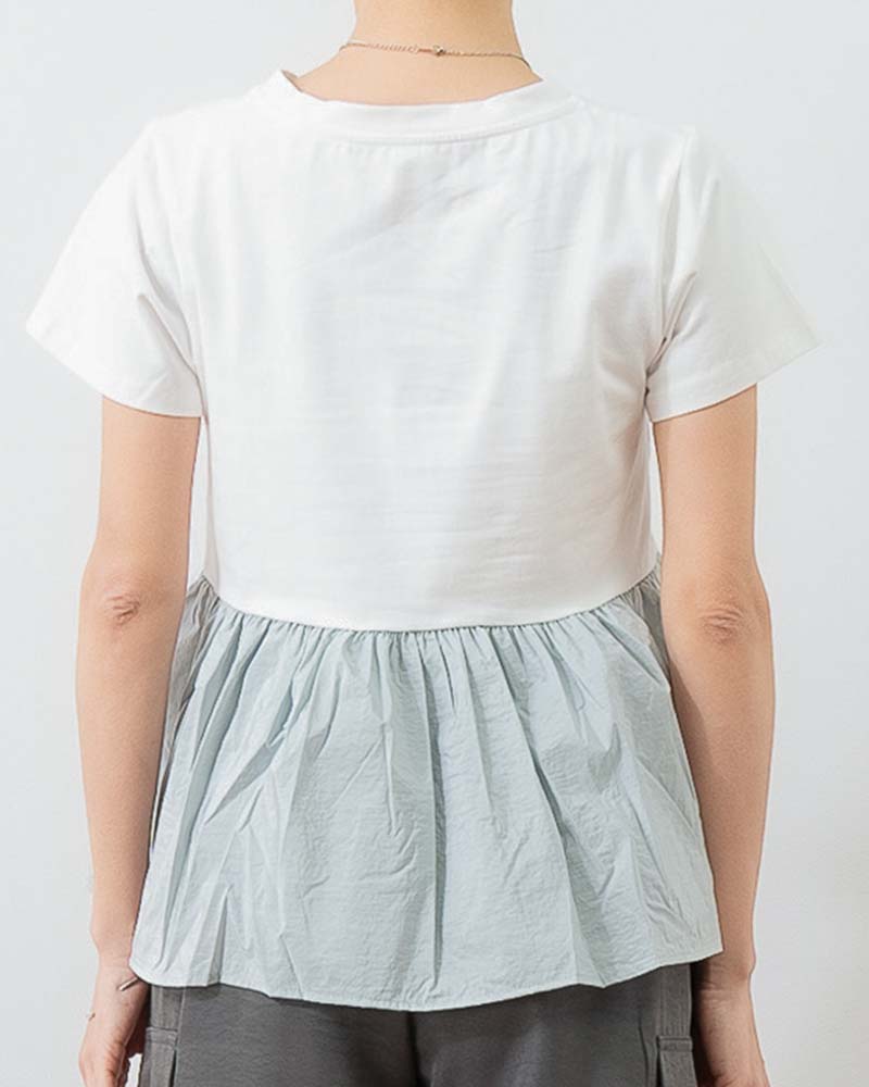 snidel 異素材ペプラムTシャツ SNIDEL（スナイデル）の「異素材ペプラムTシャツ（Tシャツ/カットソー