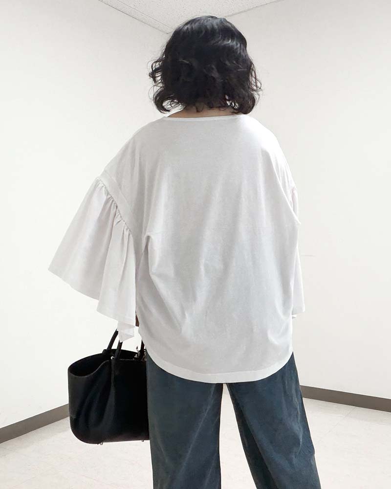 【otostyle】ドロップショルダーワイドギャザースリーブプルオーバー