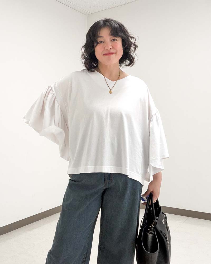 otostyle】ドロップショルダーワイドギャザースリーブプルオーバー