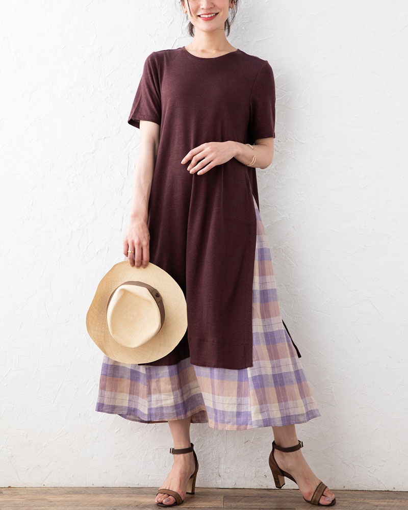 New リネンジャージー 布帛コンビワンピース One Piece 元町ゼラール 公式通販サイト