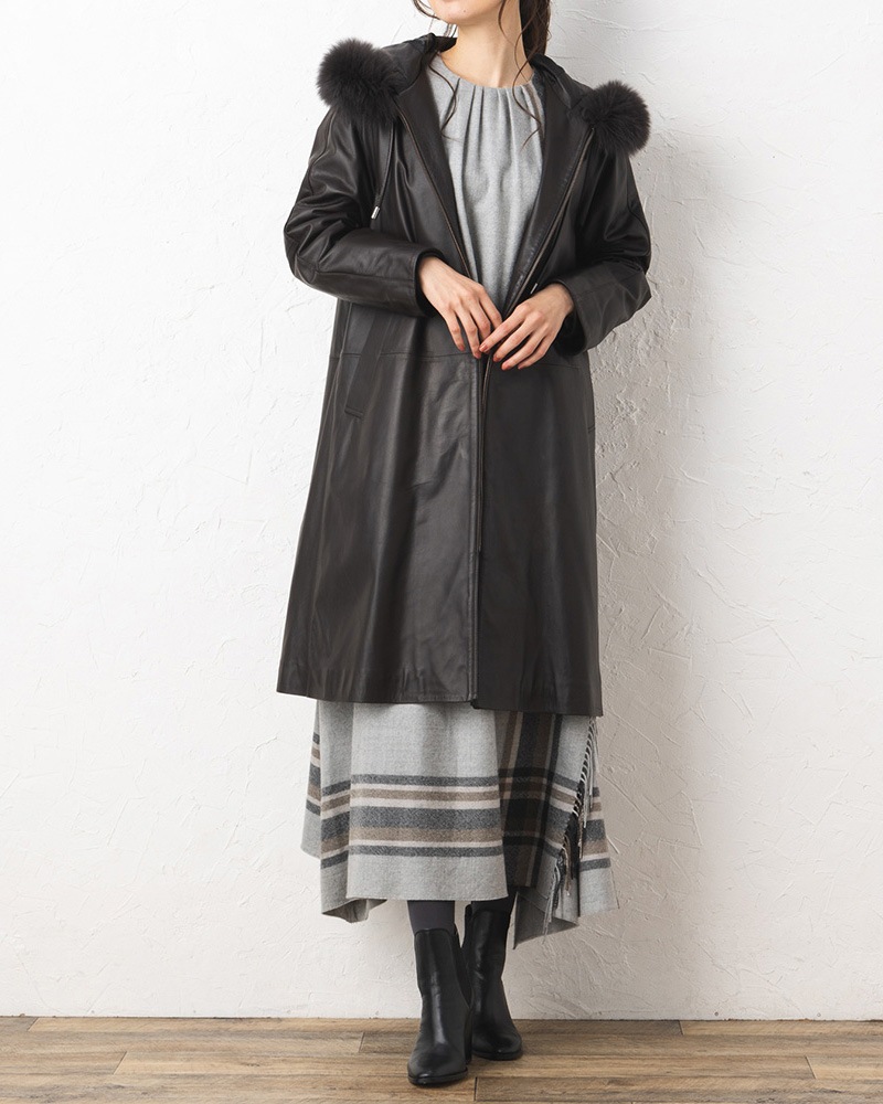 美品　ALLSAINTS レザー混合 ピーコート イタリア製生地使用 kaiseisanngyou_ks-e2-lca1