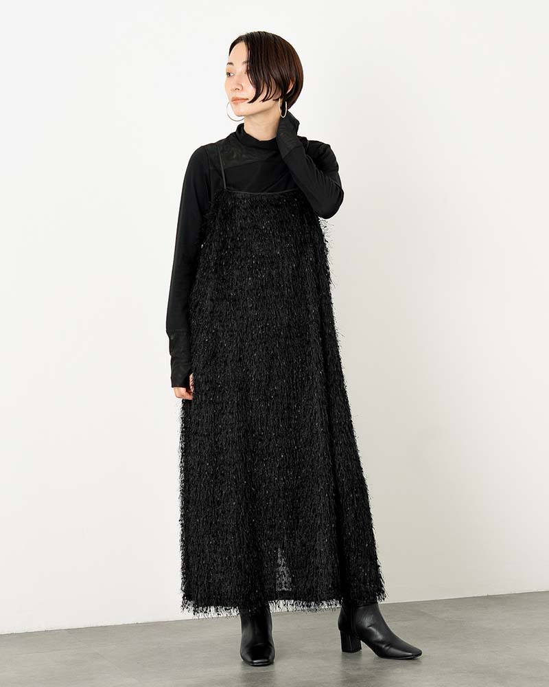 ソフトチュール切り替えハイネックプルオーバー