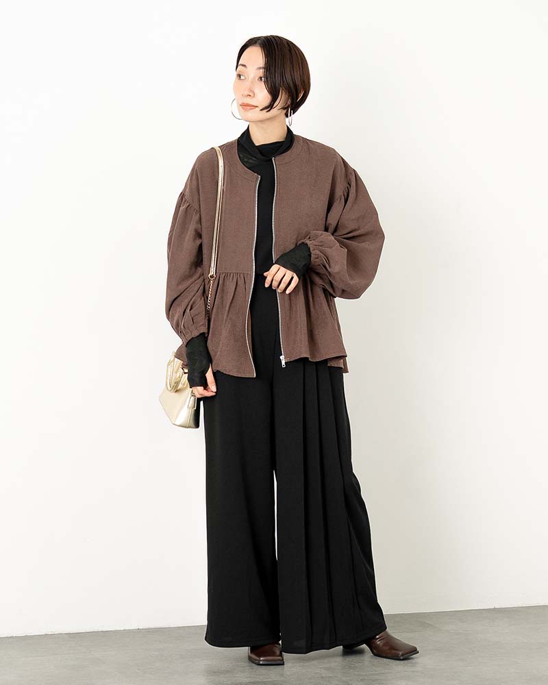 ソフトチュール切り替えハイネックプルオーバー