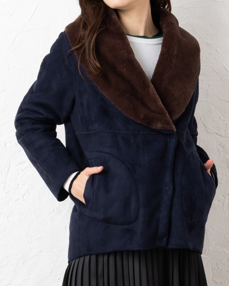 洗えるフェイクムートンリバーシブルワイドカラーブルゾン | OUTER