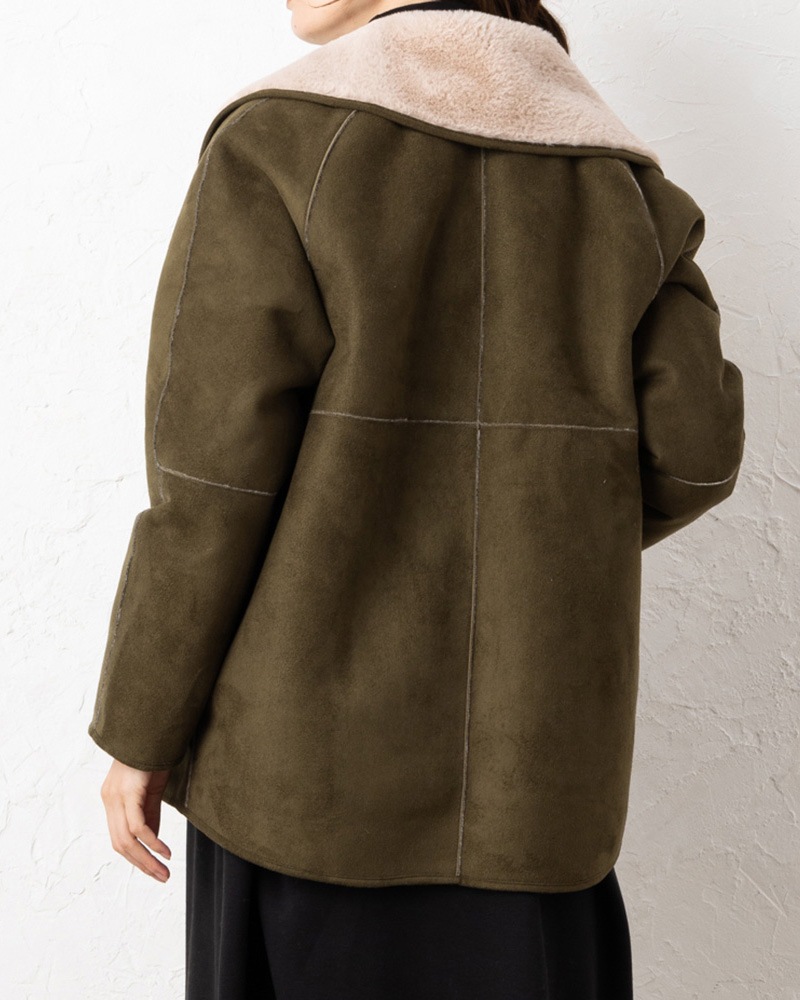 洗えるフェイクムートンリバーシブルワイドカラーブルゾン | OUTER