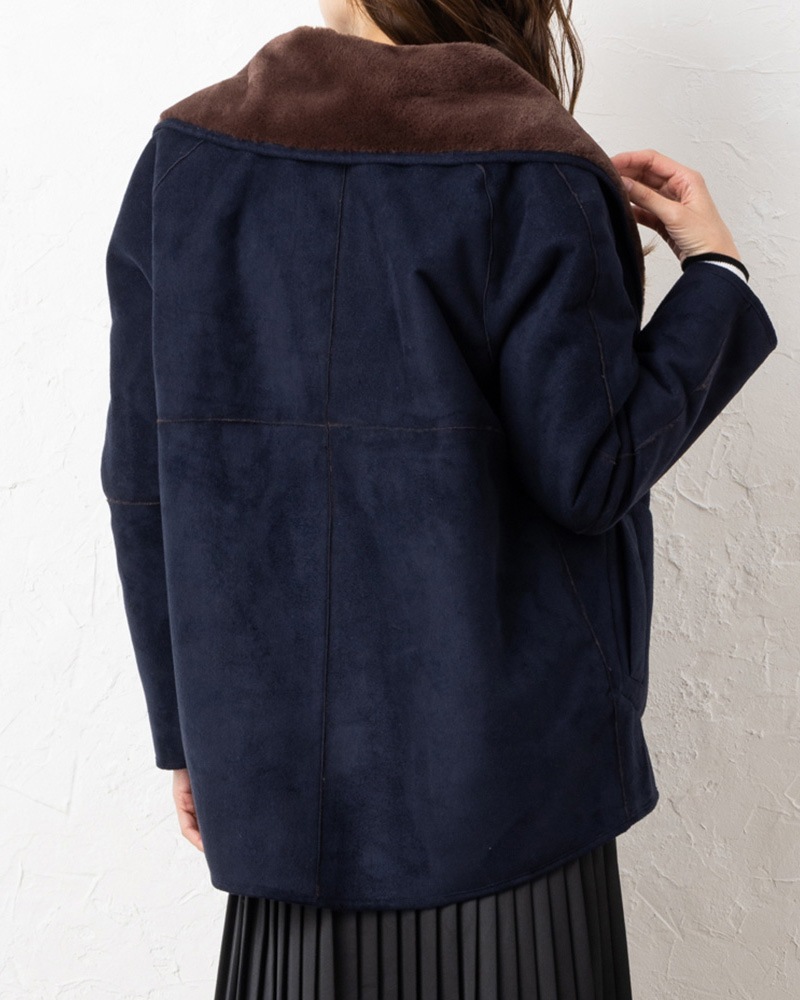 洗えるフェイクムートンリバーシブルワイドカラーブルゾン | OUTER