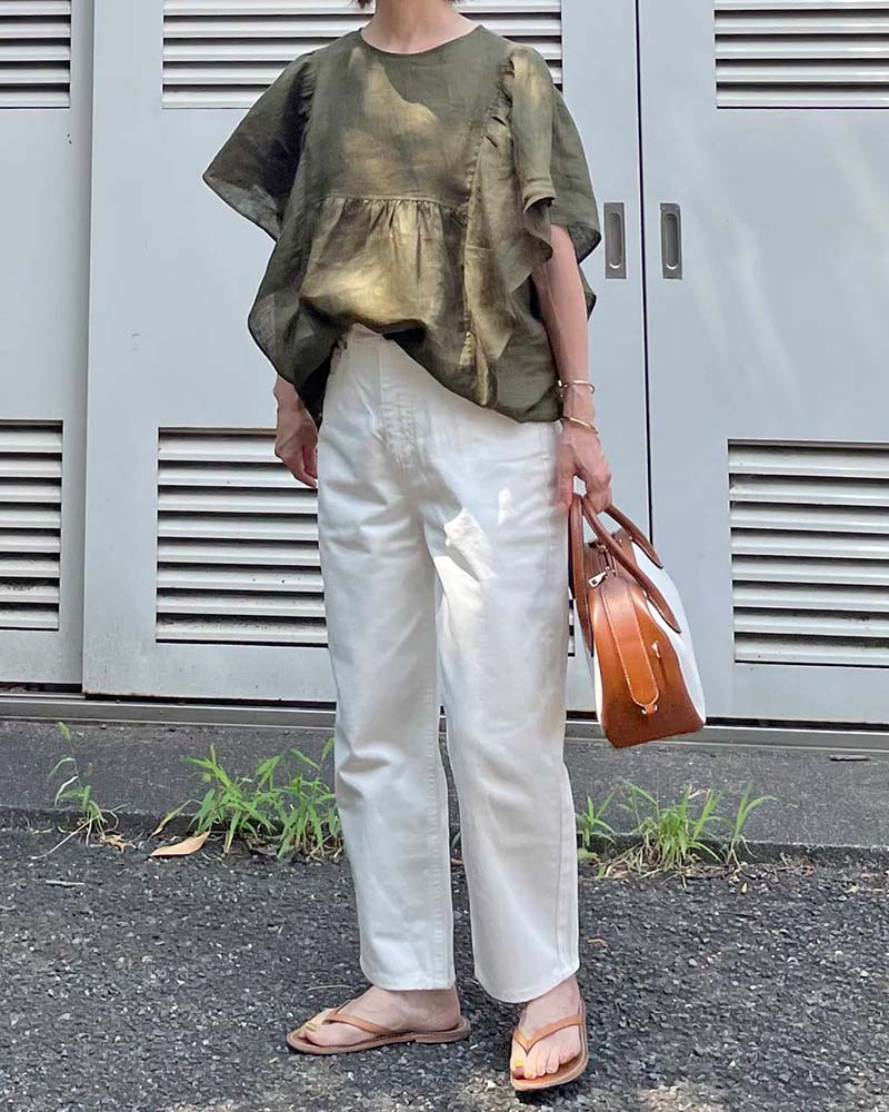 【Canaria Style】フリルスリーブリネンブラウス《セットアップ対応》