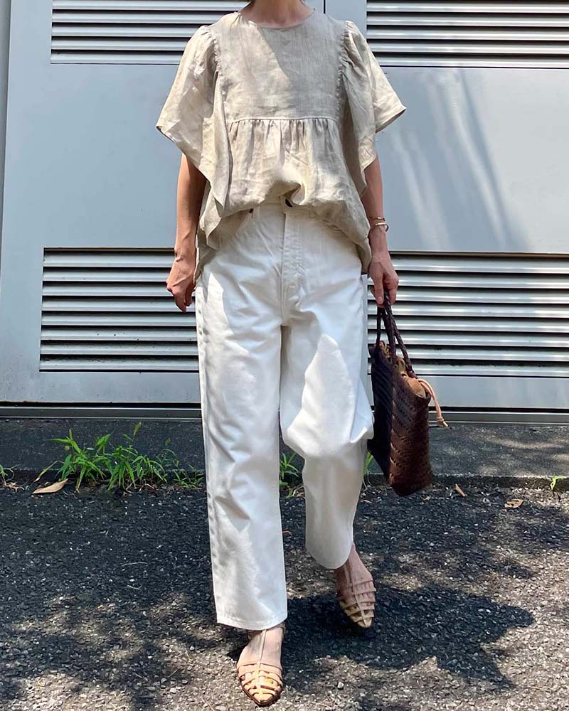 【Canaria Style】フリルスリーブリネンブラウス《セットアップ対応》