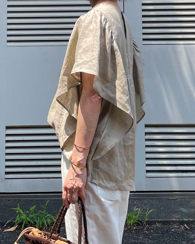 【Canaria Style】フリルスリーブリネンブラウス《セットアップ対応》