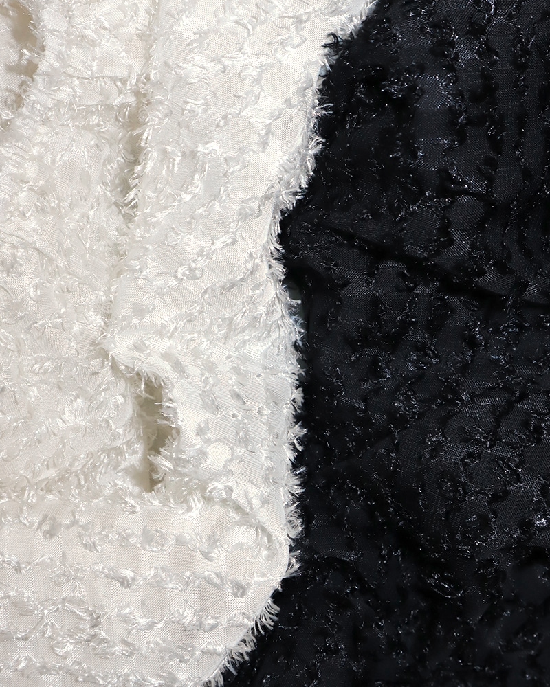 【otostyle】フリンジジャガード2WAYバルーンスリーブブラウス