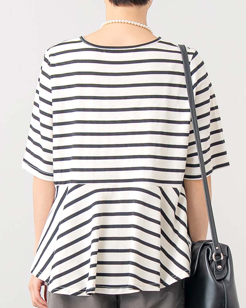 【otostyle】ボーダー柄ペプラムTシャツ
