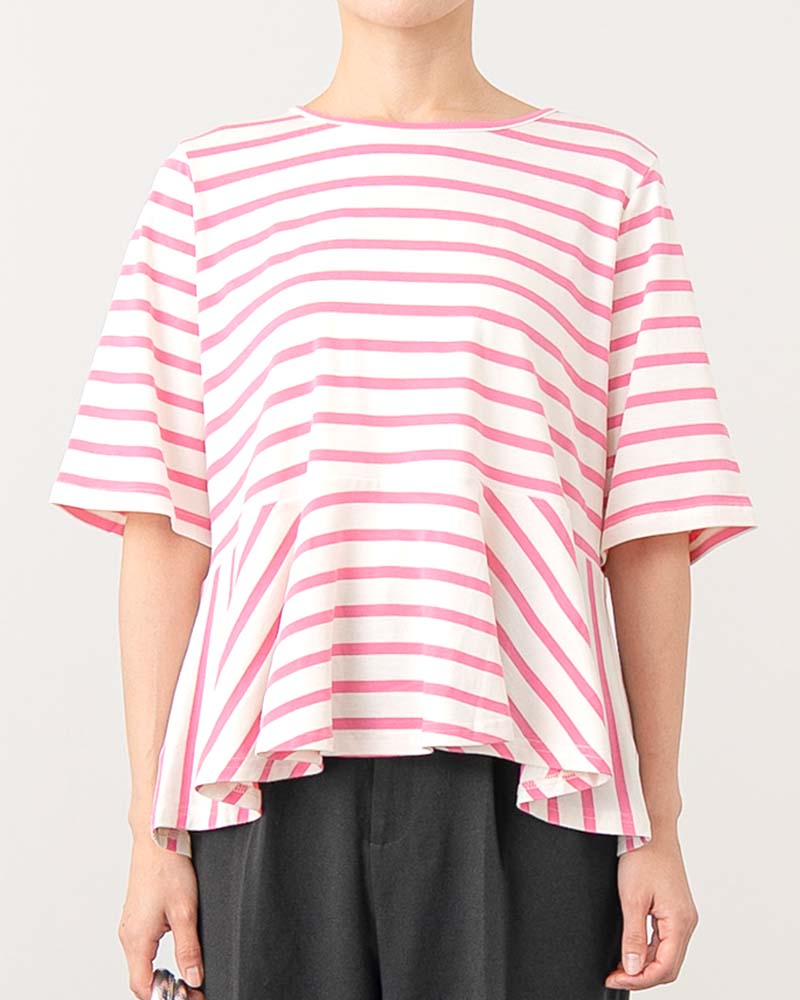 【otostyle】ボーダー柄ペプラムTシャツ