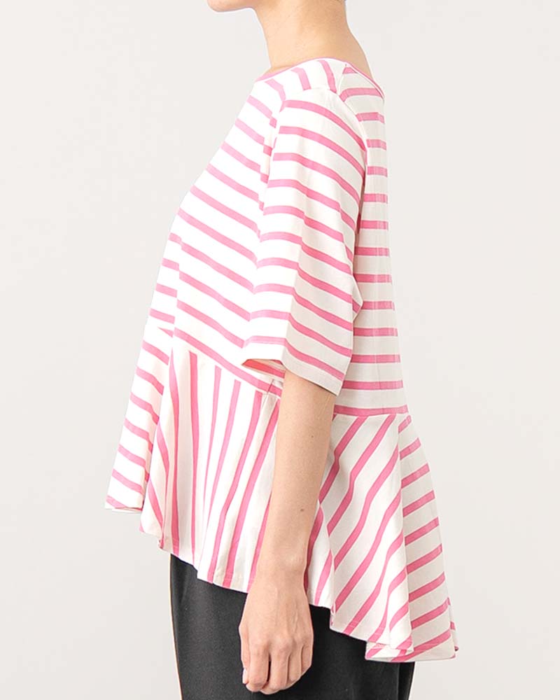 【otostyle】ボーダー柄ペプラムTシャツ