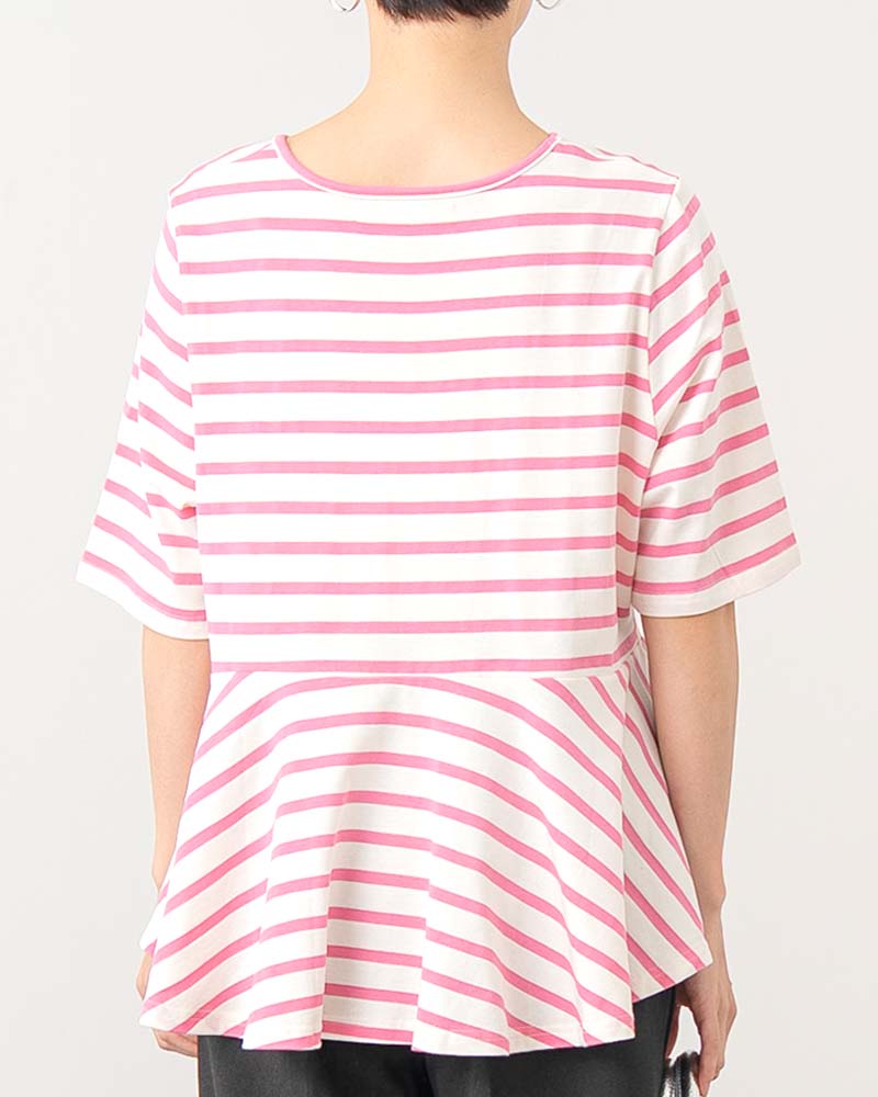 【otostyle】ボーダー柄ペプラムTシャツ