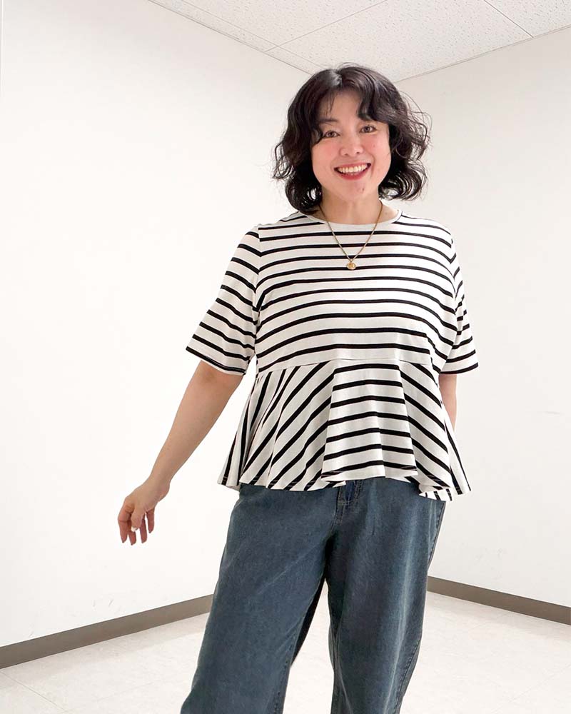 【otostyle】ボーダー柄ペプラムTシャツ
