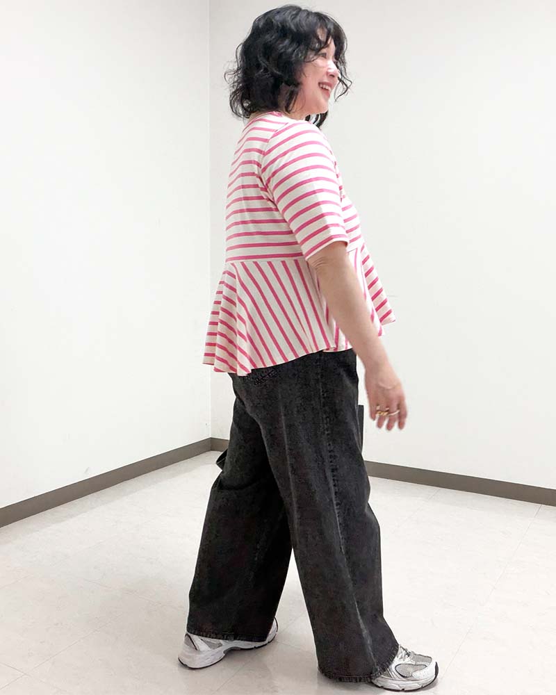 【otostyle】ボーダー柄ペプラムTシャツ