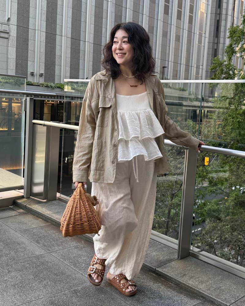 【otostyle】異素材切り替えティアードキャミソールチュニック