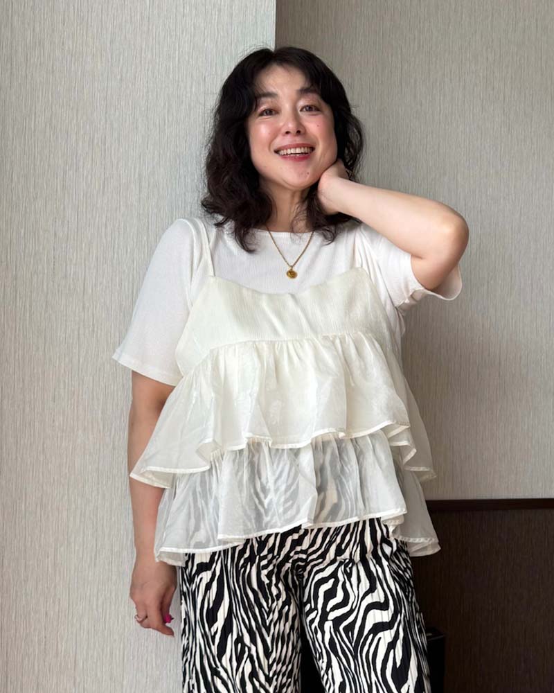 【otostyle】異素材切り替えティアードキャミソールチュニック