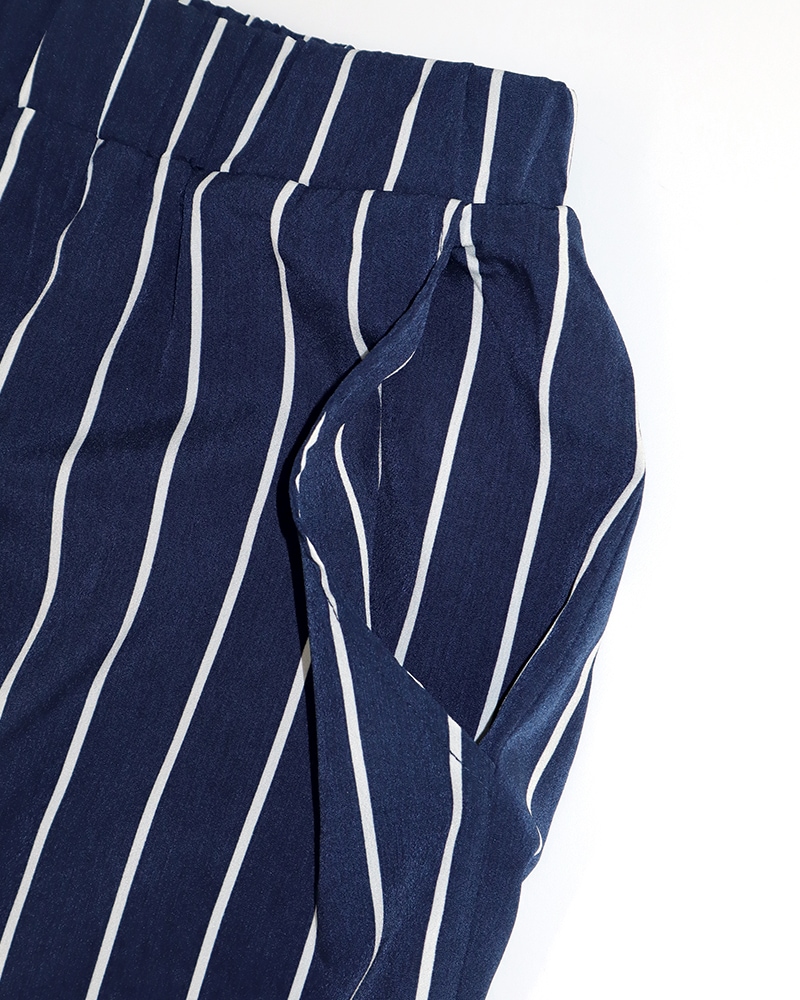 【otostyle】ストライプ柄ワイドストレートイージーパンツ