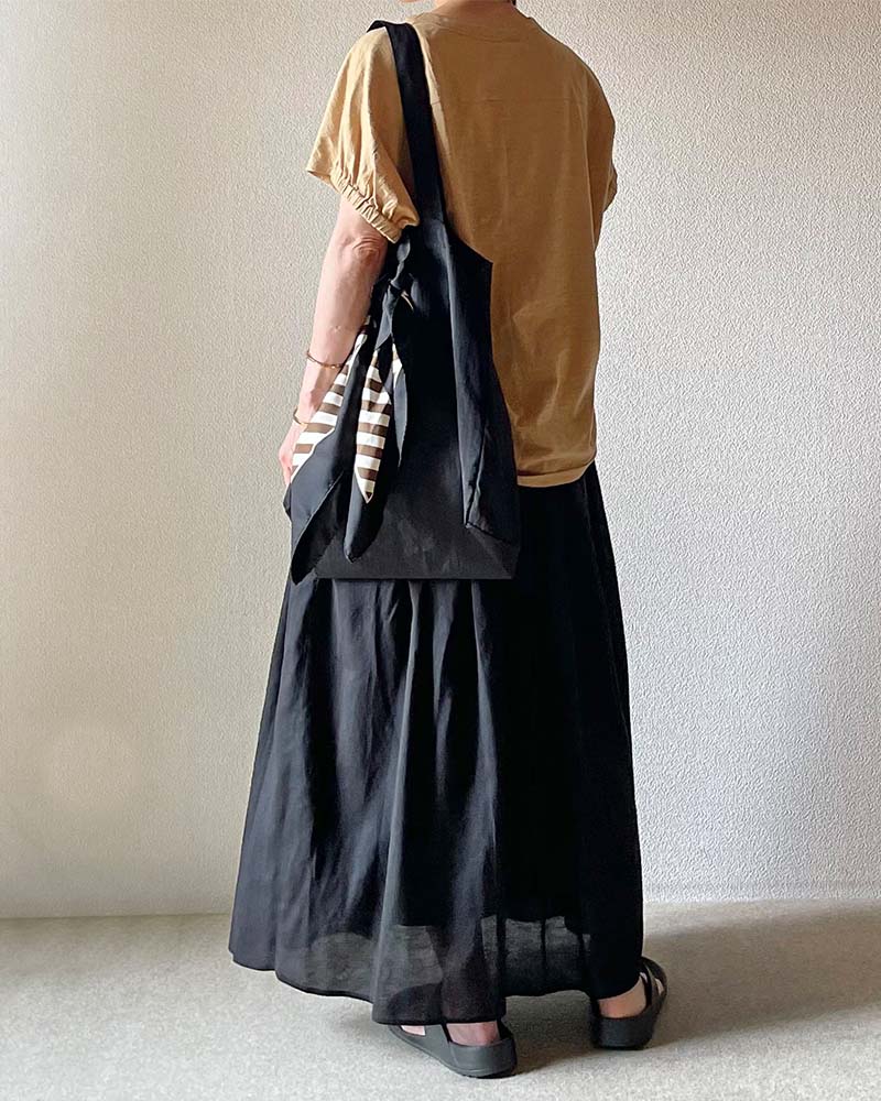 【Canaria Style】コットンリネン混ボイルフレアスカート