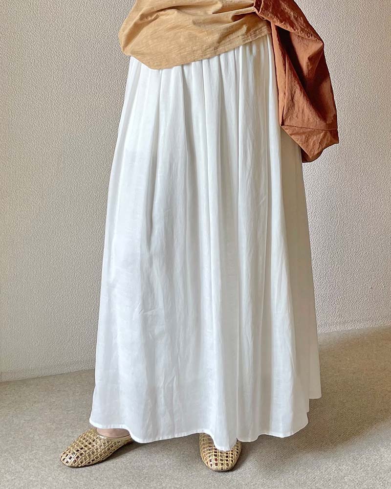 【Canaria Style】コットンリネン混ボイルフレアスカート