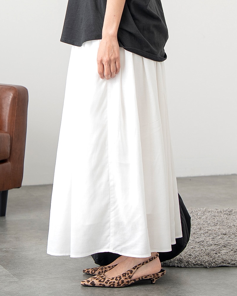 【Canaria Style】コットンリネン混ボイルフレアスカート