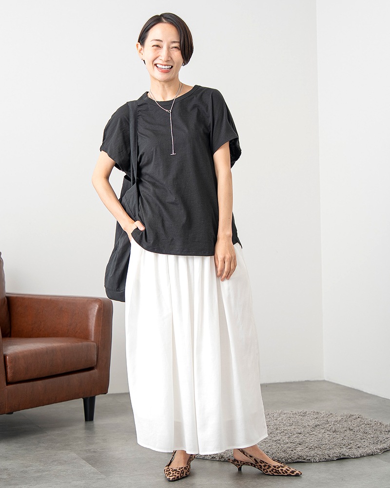 【Canaria Style】コットンリネン混ボイルフレアスカート