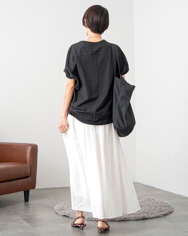 【Canaria Style】コットンリネン混ボイルフレアスカート