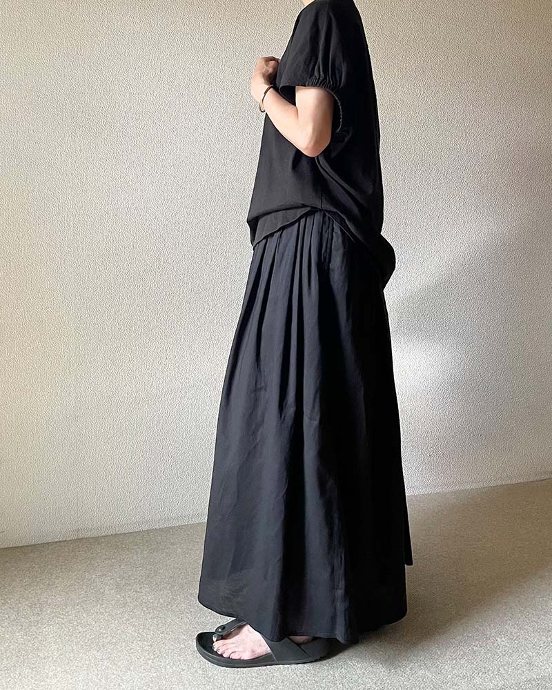 【Canaria Style】コットンリネン混ボイルフレアスカート