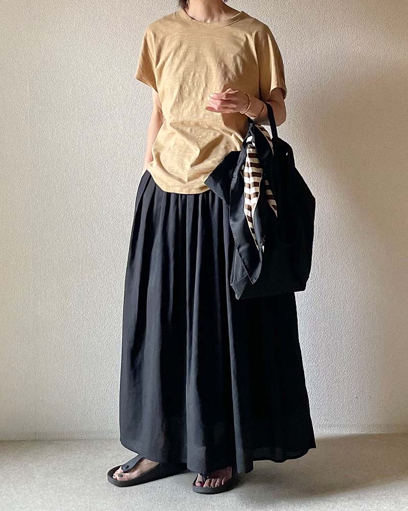 【Canaria Style】コットンリネン混ボイルフレアスカート