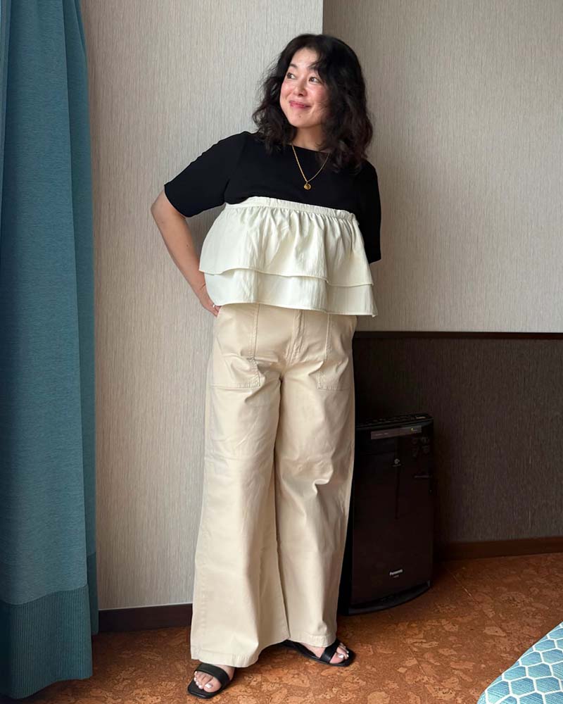 【otostyle】五分袖ボートネックリブプルオーバー