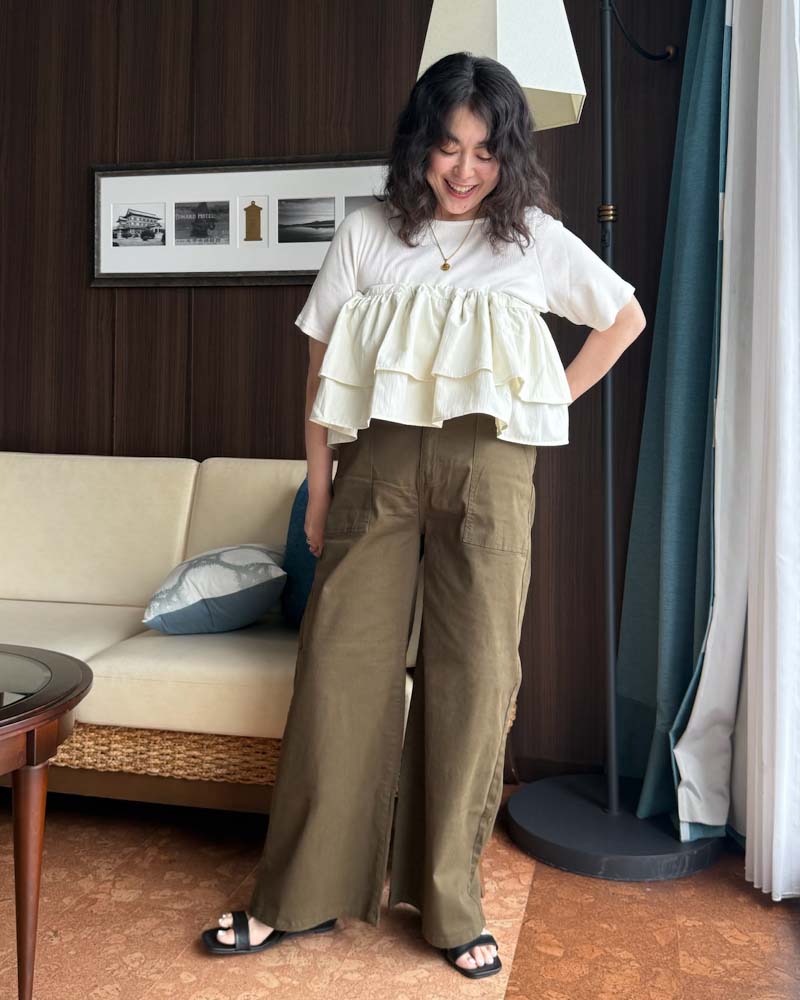 【otostyle】五分袖ボートネックリブプルオーバー