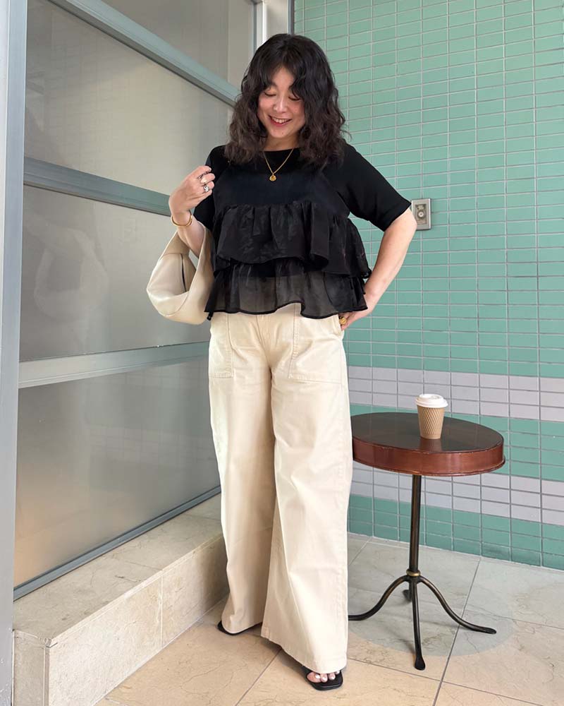 【otostyle】五分袖ボートネックリブプルオーバー