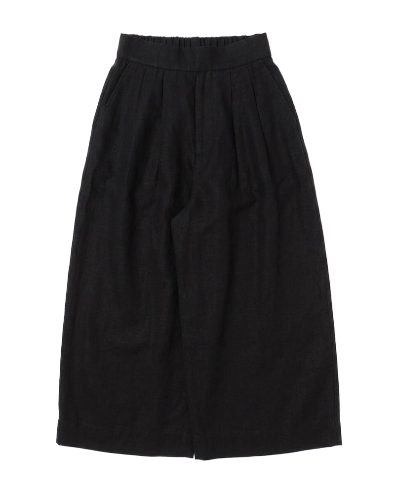 フレンチリネン混タック入りワイドストレートパンツ