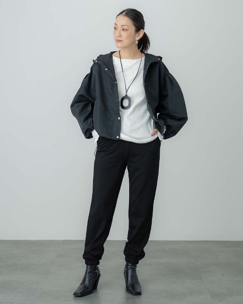 ピーチスキンボリュームスリーブフーディーブルゾン