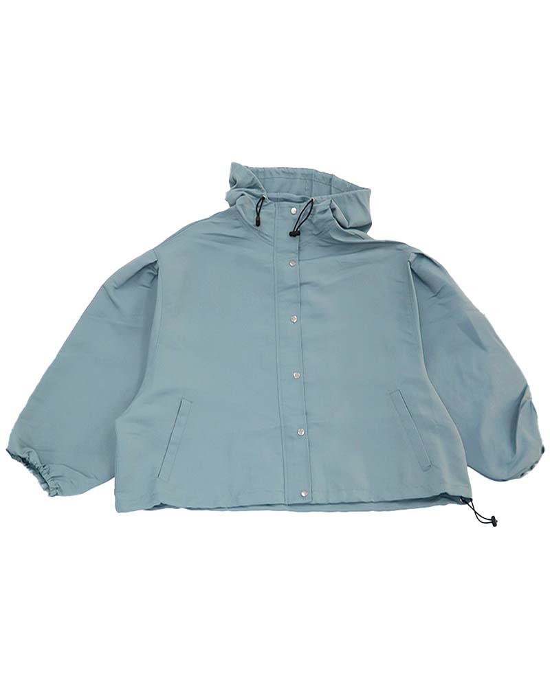 ピーチスキンボリュームスリーブフーディーブルゾン